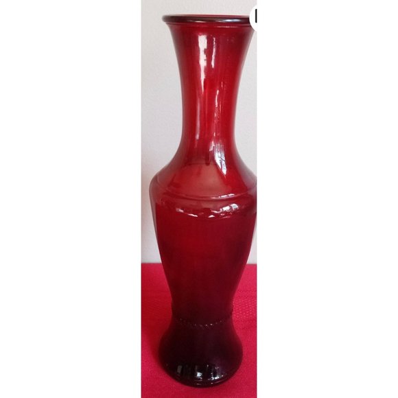 11" Ruby red Glass vase vintage rope design - Picture 2 of 4